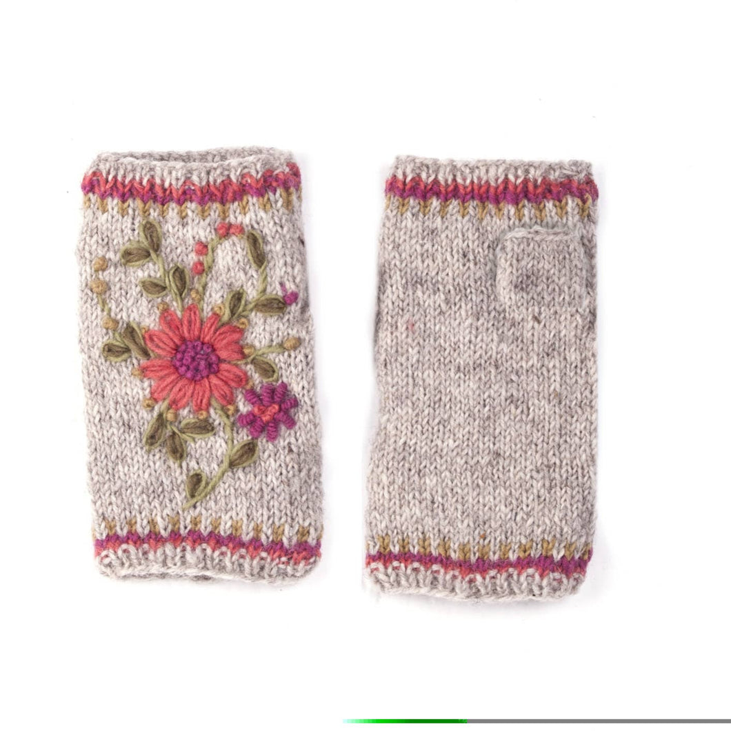 Olivia Knit Wool Handwarmers, Light Natural