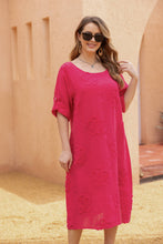 Load image into Gallery viewer, Lettie Bloom Stitch Dress: Raspberry