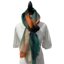 Load image into Gallery viewer, Elegant Wool Silk Abstract Rainbow Scarf