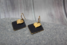 Load image into Gallery viewer, Black and Brass Diamond Earrings – Bold Contrast