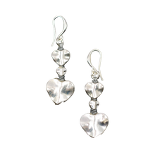 Load image into Gallery viewer, SB Silver Plate Double Drop Heart Earrings