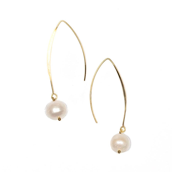 SB Pearl Hook Earrings, Gold Plate