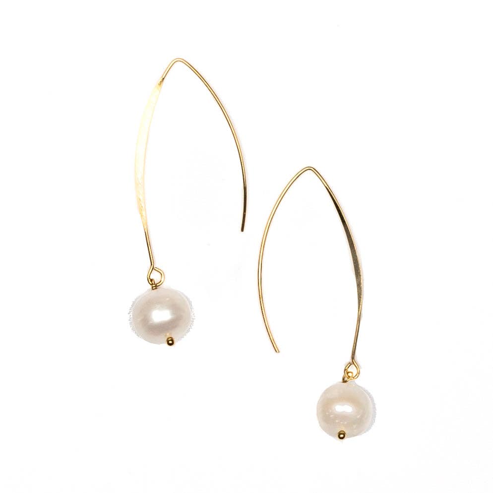 SB Pearl Hook Earrings, Gold Plate