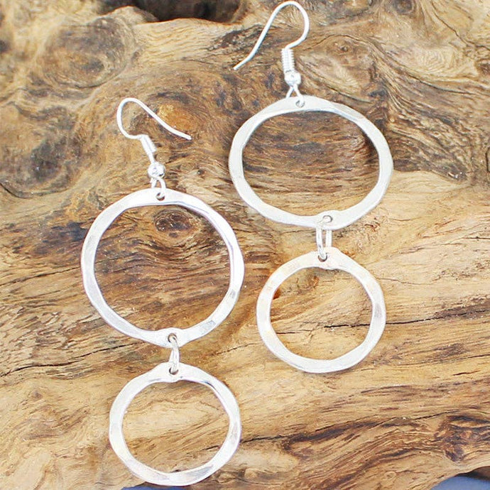 SB Double Hoop Earrings, Silver