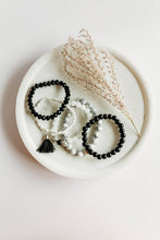 Load image into Gallery viewer, BB- Handmade Set of  Beaded Stretch Stacking Bracelets/ Black &amp;White