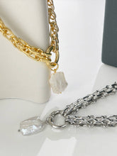 Load image into Gallery viewer, Pearl Pendant Statement Necklace, Silver