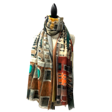 Load image into Gallery viewer, Venice Wool Silk Blend Scarf - Artistic Design