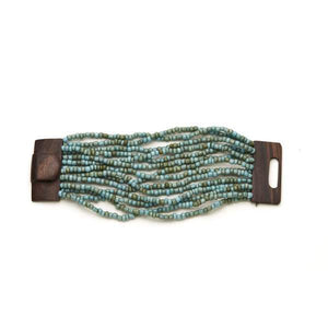 SB Multi-Strand Bracelet With Wooden Clasp: Black