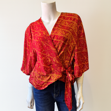 Load image into Gallery viewer, Recycled Silk:Winnie Wrap Top - Upcycled S/M