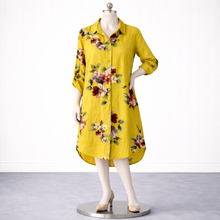 Load image into Gallery viewer, Kimberly Linen Shirt Dress with Pockets, Mustard