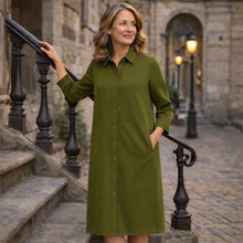 Load image into Gallery viewer, Vivien Shirt Dress/Pockets,Moss Green