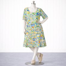 Load image into Gallery viewer, One Size Linen Fish Pattern Dress wirh Pockets, Beige