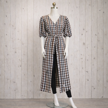 Load image into Gallery viewer, Katie Linen/Cotton Gingham Midi Dress with Pockets