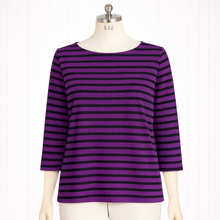 Load image into Gallery viewer, Bethany 3/4 Sleeve Top with Black Stripe