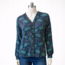 Load image into Gallery viewer, Recycled Silk: Raina Ruffle Front Top :L/XL