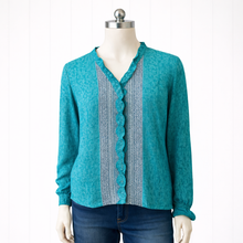 Load image into Gallery viewer, Recycled Silk Raina Ruffle Front Top, S/M