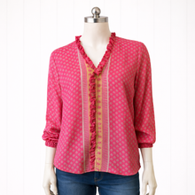 Load image into Gallery viewer, Recycled Silk Raina Ruffle Front Top, S/M