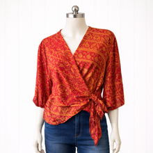 Load image into Gallery viewer, Recycled Silk:Winnie Wrap Top - Upcycled S/M