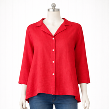 Load image into Gallery viewer, Ruby Hi Low Linen Shirt,Red