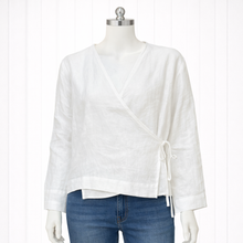 Load image into Gallery viewer, Thea Long Sleeve Linen Wrap Top