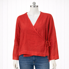 Load image into Gallery viewer, Thea Long Sleeve Linen Wrap Top