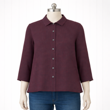 Load image into Gallery viewer, Vera blouse Indigo Blue and Brown
