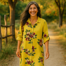 Load image into Gallery viewer, Kimberly Linen Shirt Dress with Pockets, Mustard