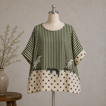 Load image into Gallery viewer, Clarissa One Size, Linen Tunic, Ivory &amp; Olive