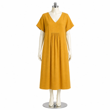 Load image into Gallery viewer, Cordelia mid-weight Linen Dress: MUSTARD
