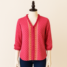 Load image into Gallery viewer, Recycled Silk Raina Ruffle Front Top, S/M