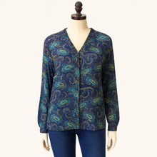 Load image into Gallery viewer, Recycled Silk: Raina Ruffle Front Top :L/XL