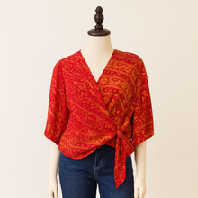 Load image into Gallery viewer, Recycled Silk:Winnie Wrap Top - Upcycled S/M