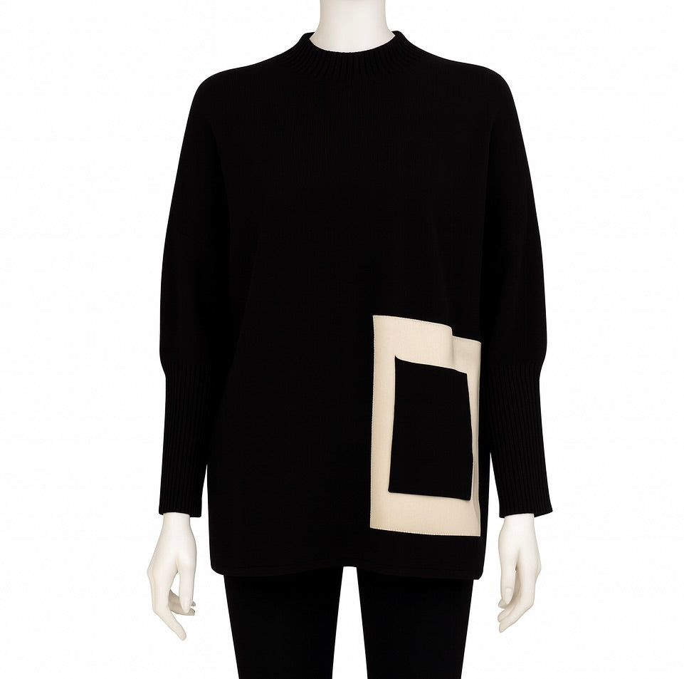 Martie One Size Boxy Sweater: Black
