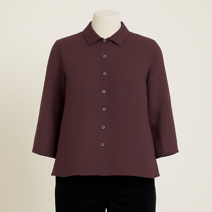 Vera blouse Indigo Blue and Brown