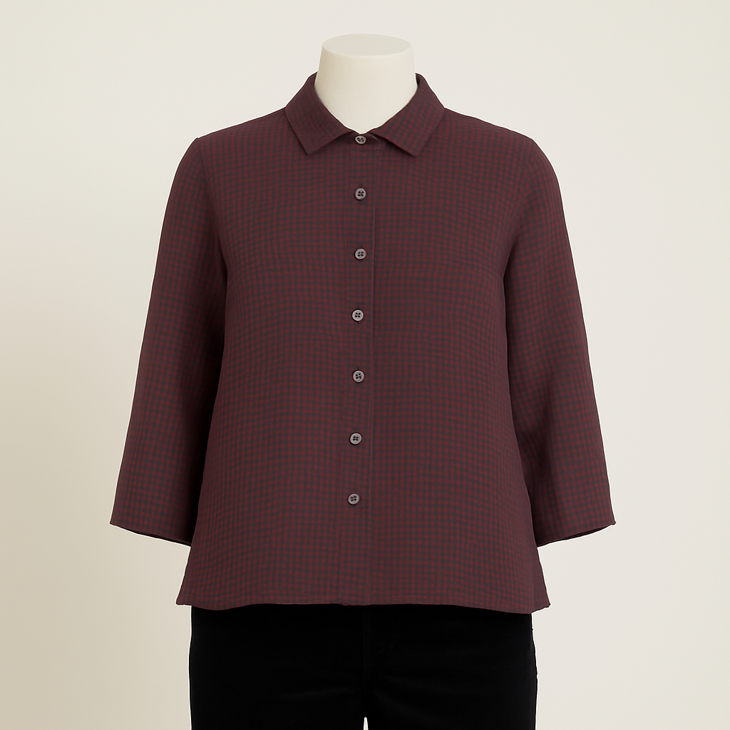 Vera blouse Indigo Blue and Brown