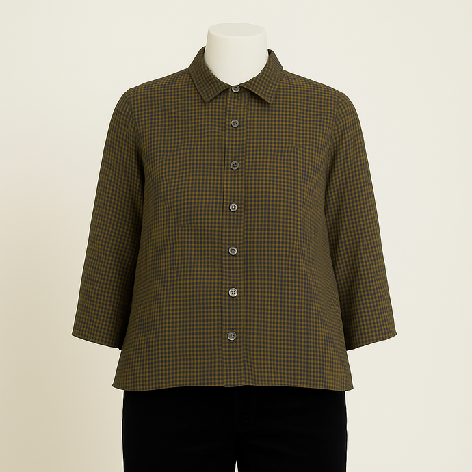 Vera Linen, Blouse Teal/Mustard