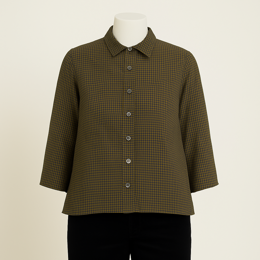 Vera Linen, Blouse Teal/Mustard