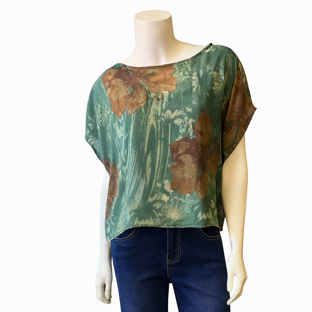 Estelle Pure Silk Boxy Top: