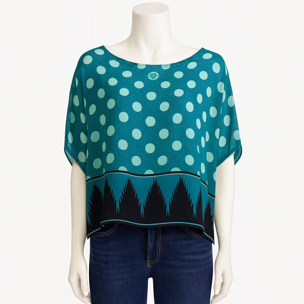 Renee Pure Silk Boxy Top: Turquoise