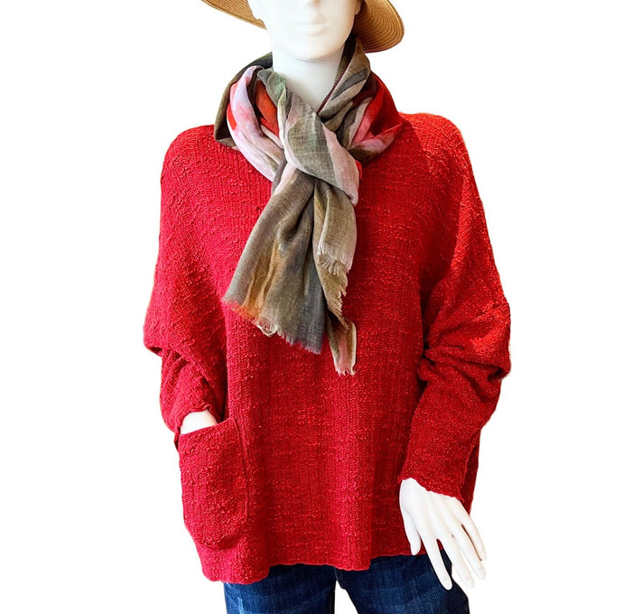 Brandi One Size Pocket Sweater: Red