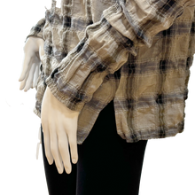 Load image into Gallery viewer, Kristie Split Hem Crinkle Plaid Top, Mushroom