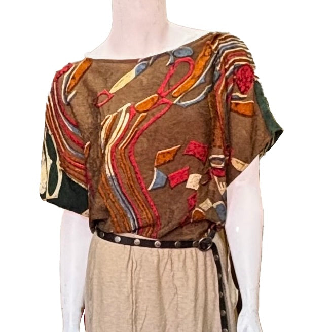 Lucie  Recycled Sari Silk Boxy Top