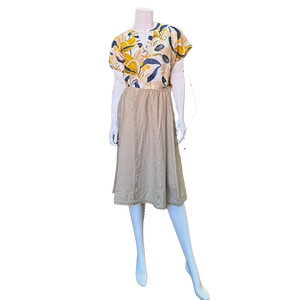 Serena Short Sleeve Linen Shirt  Beige/yellow/blue