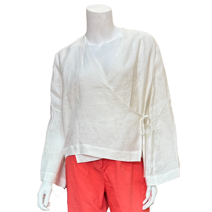 Thea Long Sleeve Linen Wrap Top