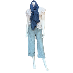 Alfie Frayed Cuff Pant: Blue
