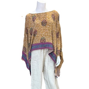Toffee Recycled Sari Capelet - 100% Silk
