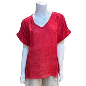 Ellie V-Neck Tee, Red