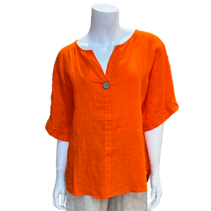 Stacey Linen Top, Orange