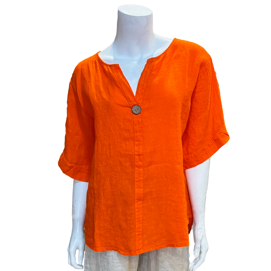 Stacey Linen Top, Orange