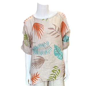 Corrine Leaf Top, Beige